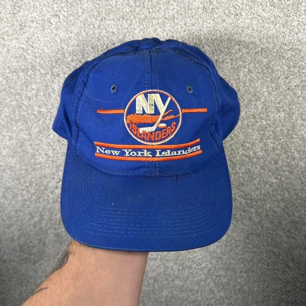 Vintage 90s New York Islanders The Game twill blue hockey SnapBack hat cap